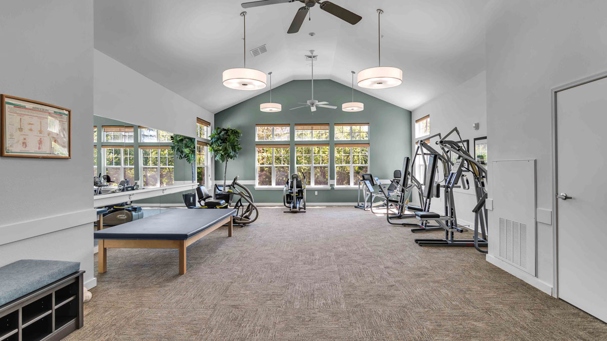 The fitness center at The Highlands