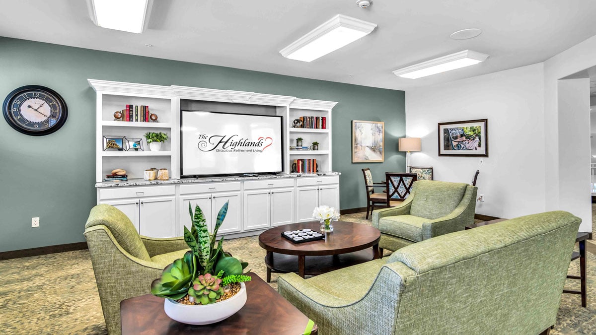 The TV lounge at The Highlands